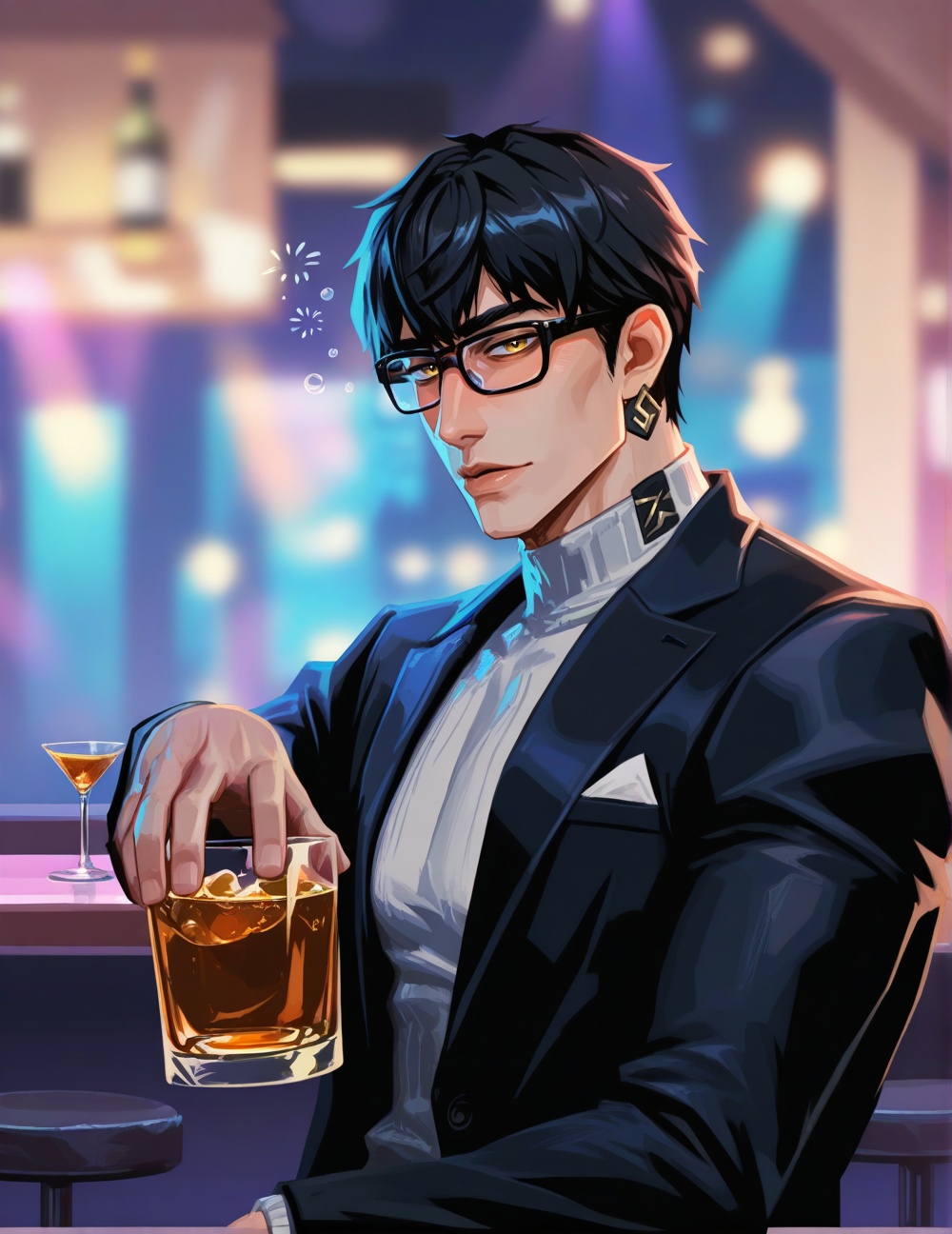 1boy,  black hair,  yellow eyes on Tensor.Art