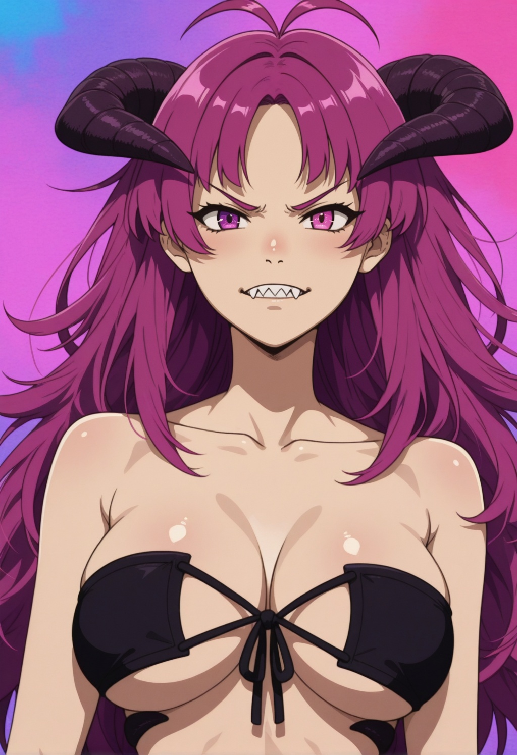 kishirikamt,  demon girl,  magenta hair on Tensor.Art