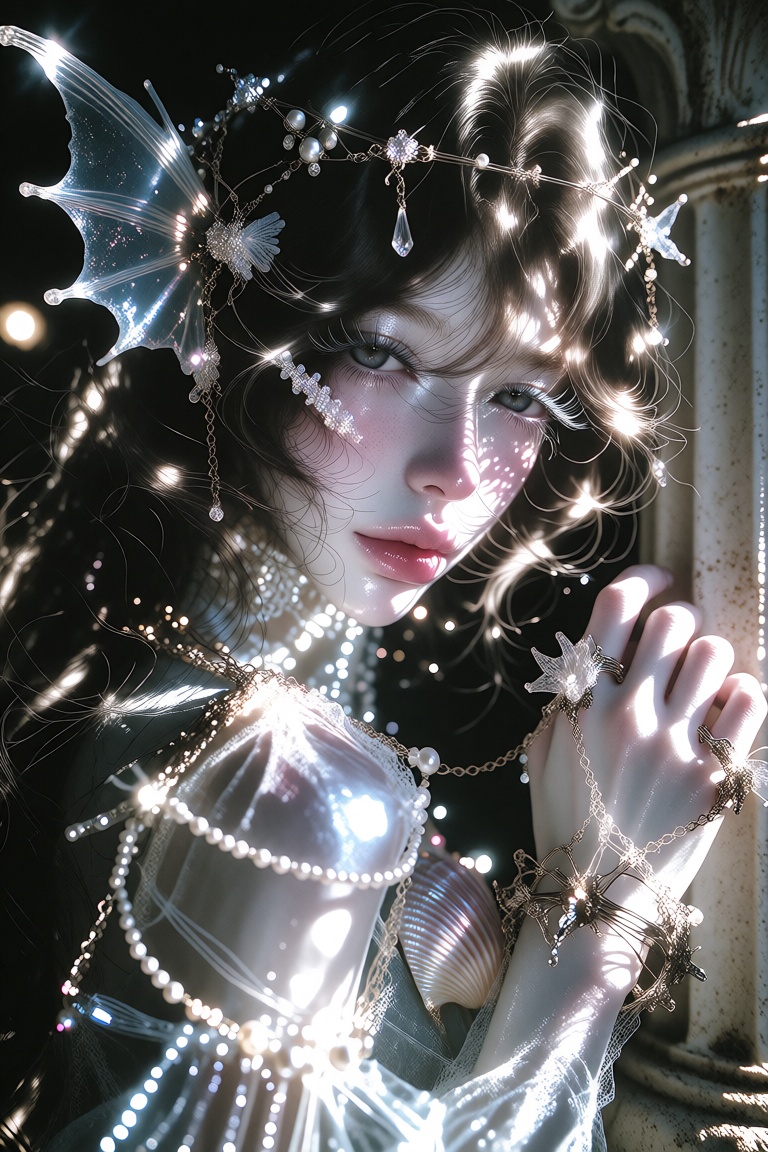 LunelleGlow,  ethereal porcelain beauty,  delicate doll-like feminine face on Tensor.Art