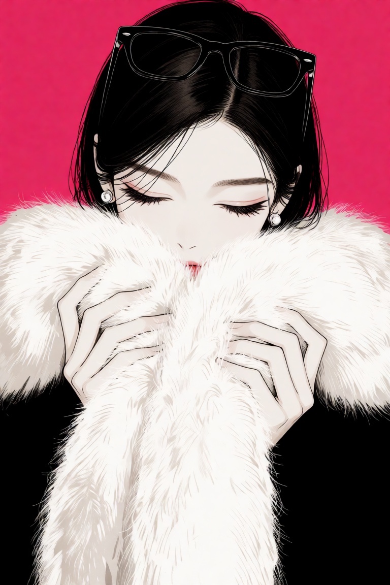 @NIJISIS,  A digital illustration of a sophisticated woman with long,  dark hair styled back on Tensor.Art