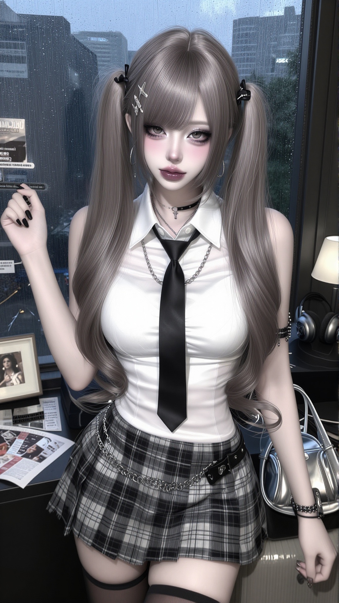 1girl,  solo,  beautiful Japanese emo gyaru girl on Tensor.Art