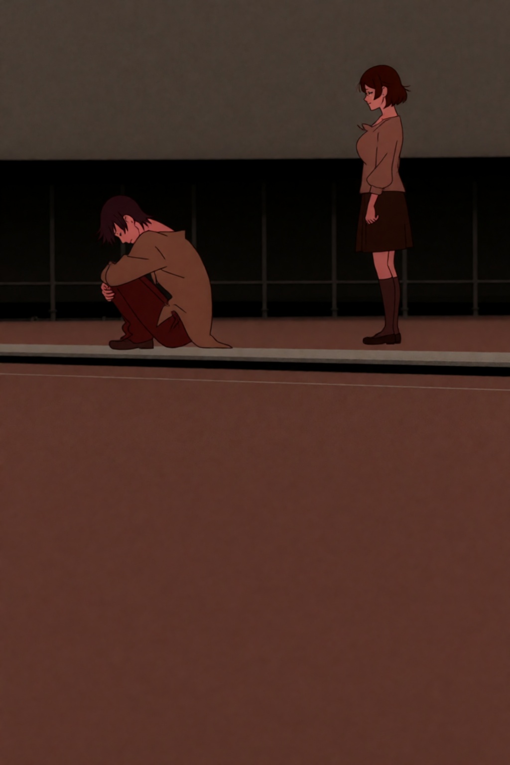 Koyomi,  a **** boy with short black hair and dark grey eyes,  and Hanekawa on Tensor.Art