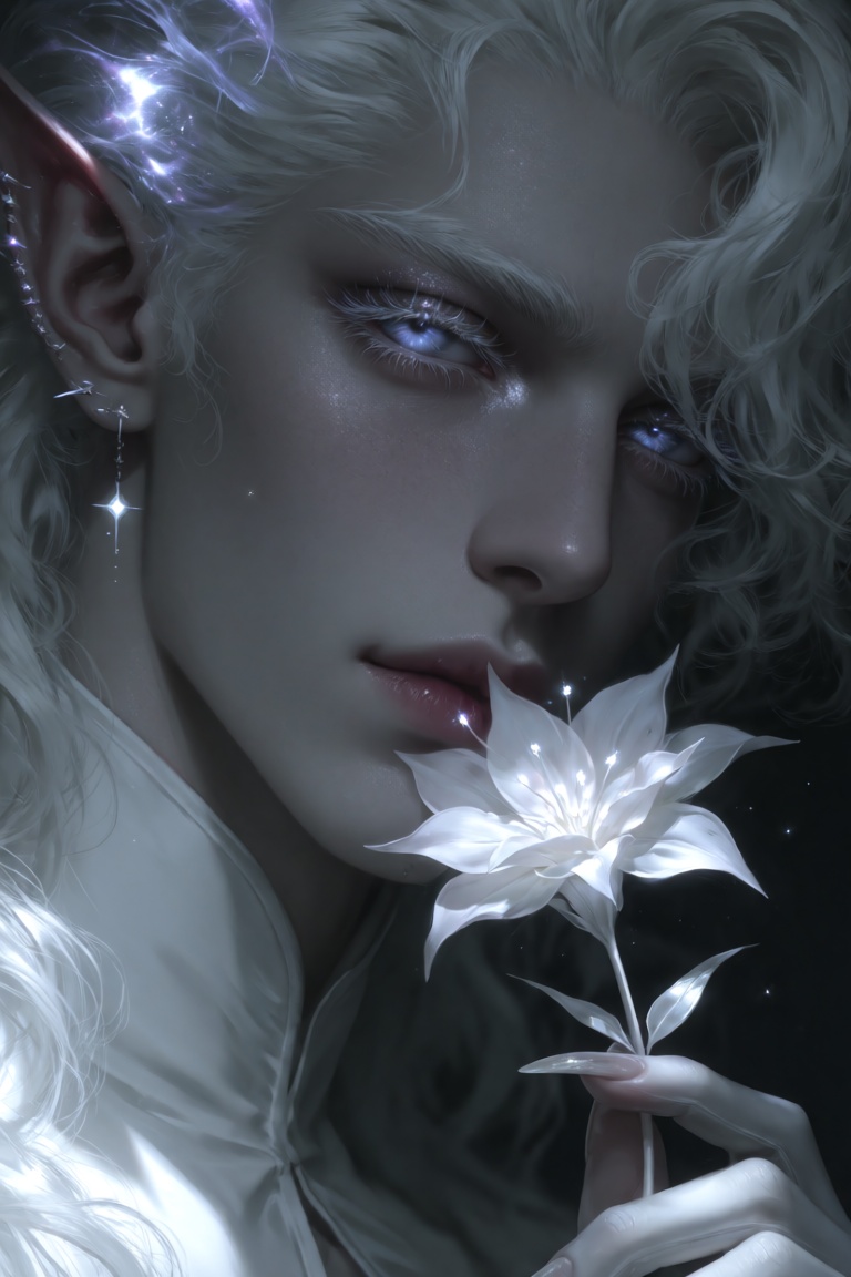 Dark dnd art style: man ,  Man,  elf ears on Tensor.Art