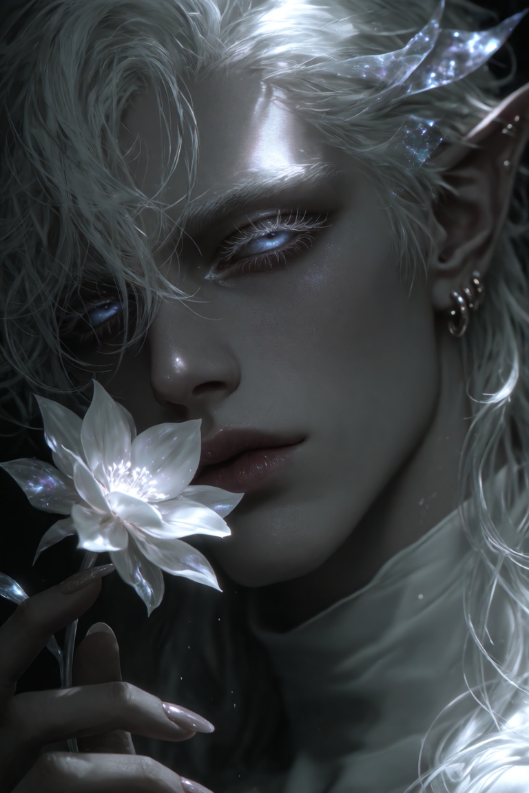 Dark dnd art style: man ,  Man,  elf ears on Tensor.Art