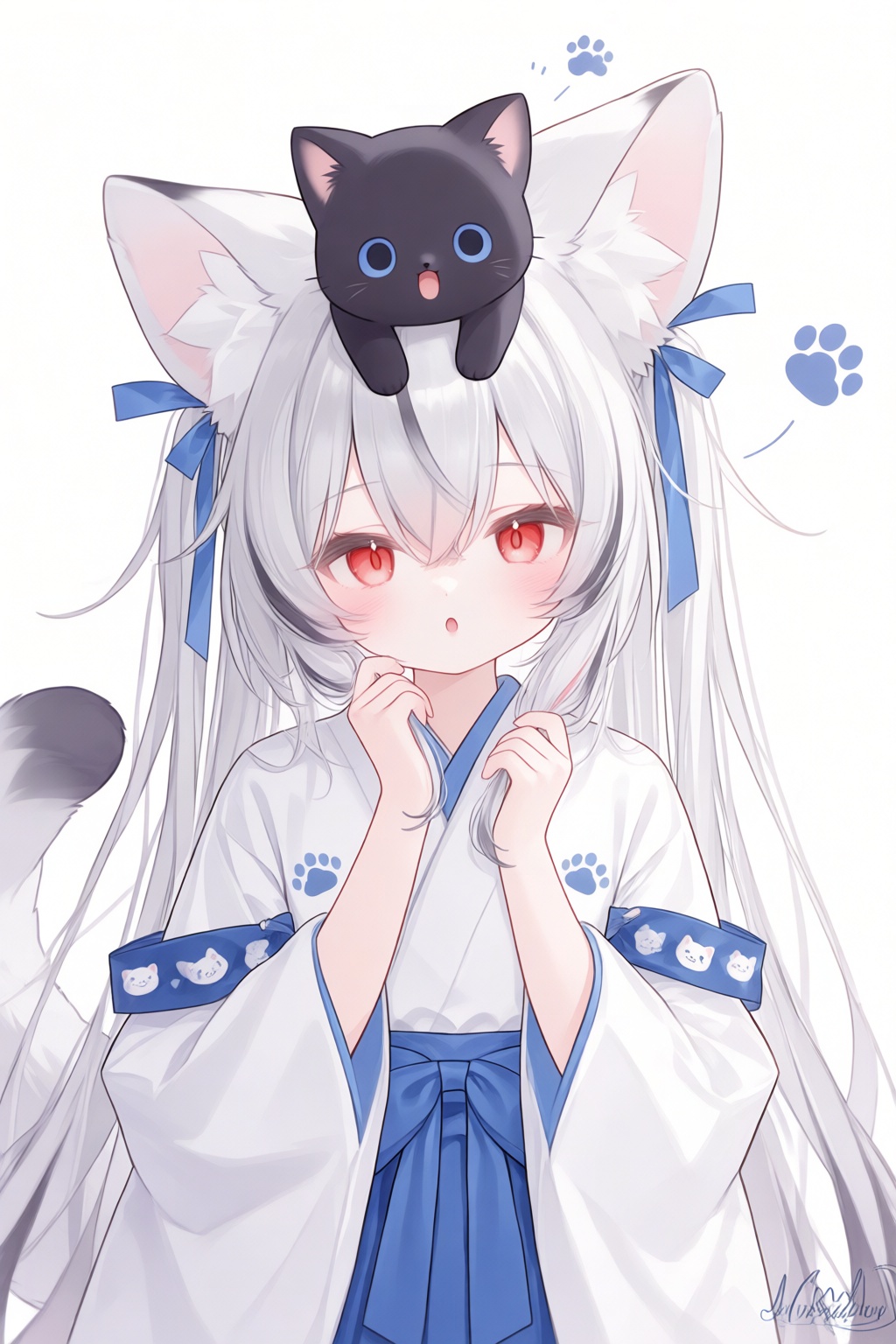1girl,  :o,  animal ear fluff by 青秋 on Tensor.Art