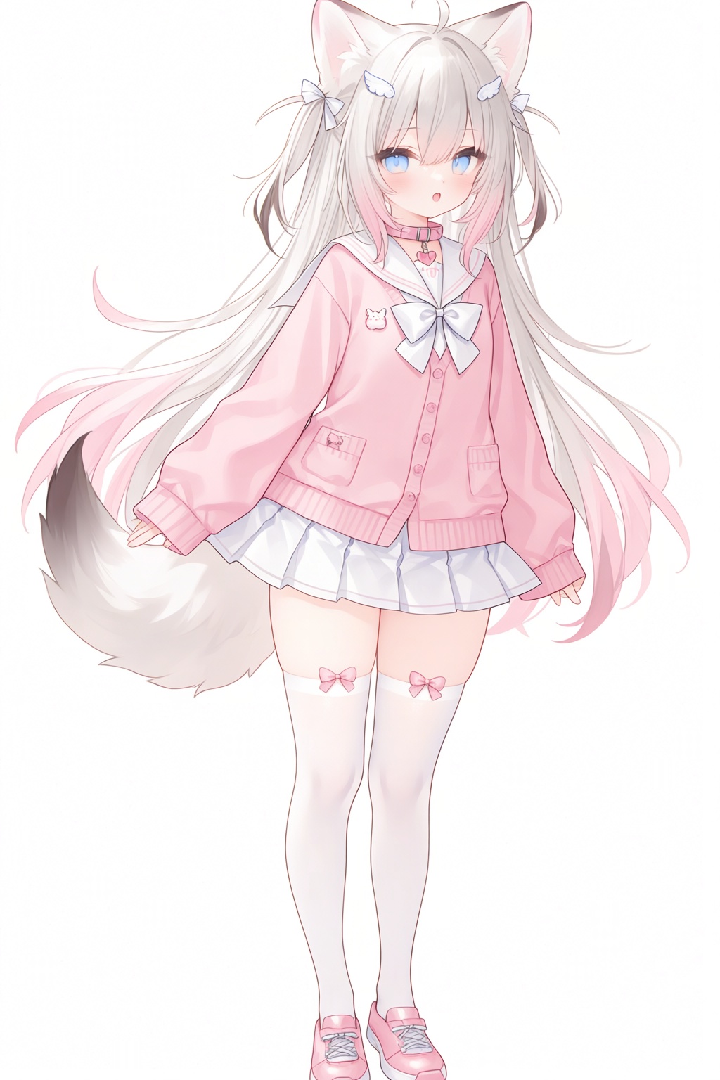 1girl,  animal ears,  cardigan by 青秋 on Tensor.Art