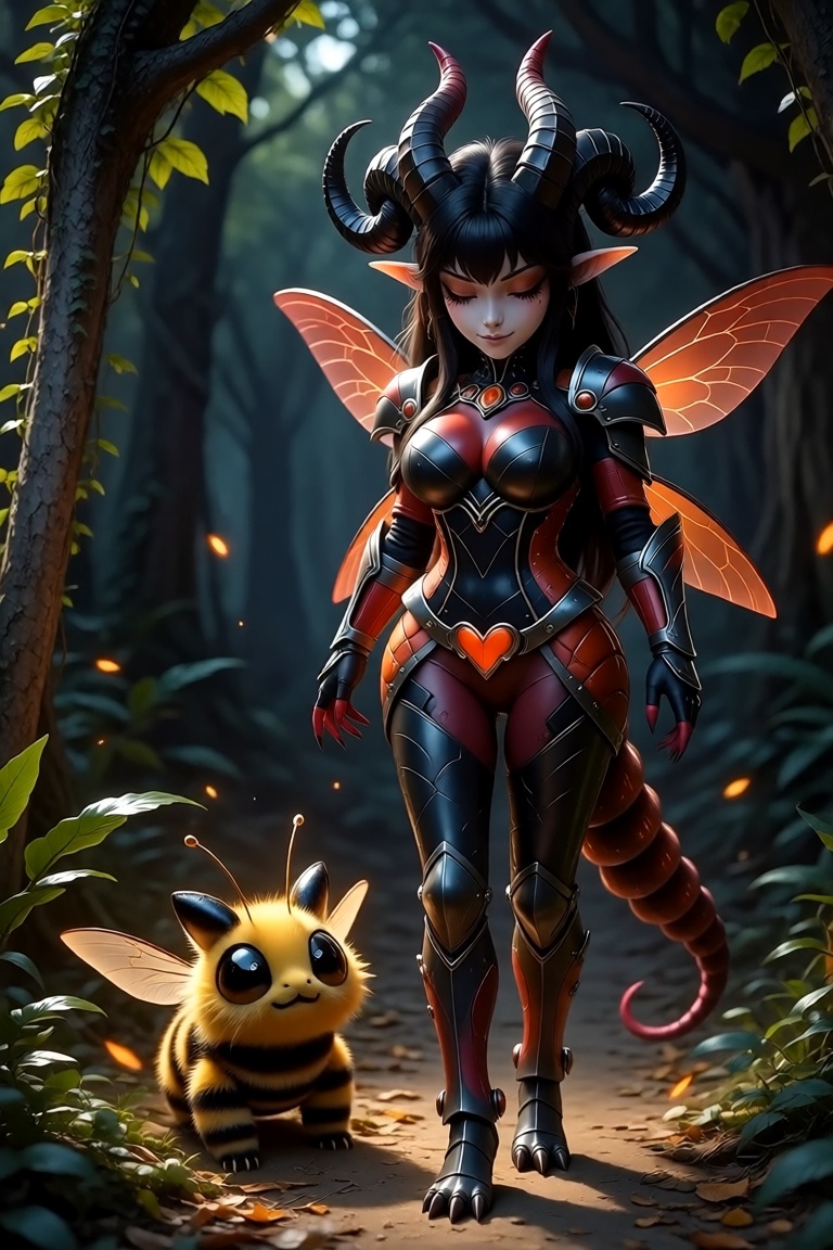 Hivara,  walking with bee pet on Tensor.Art