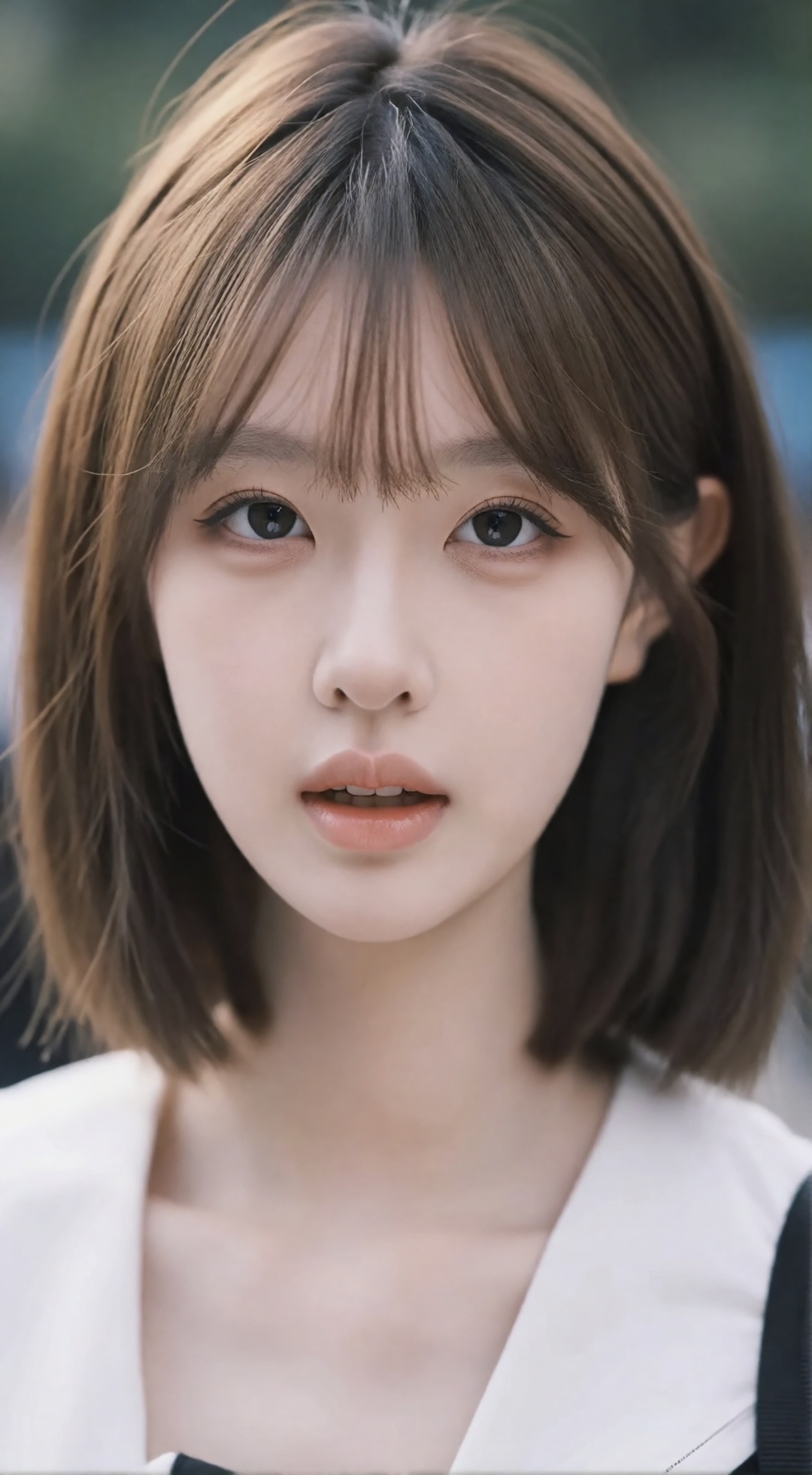 Photograph of an East Asian young woman with a close-up,  centered shot. She has a fair complexion,  straight by 让AI更感性 on...