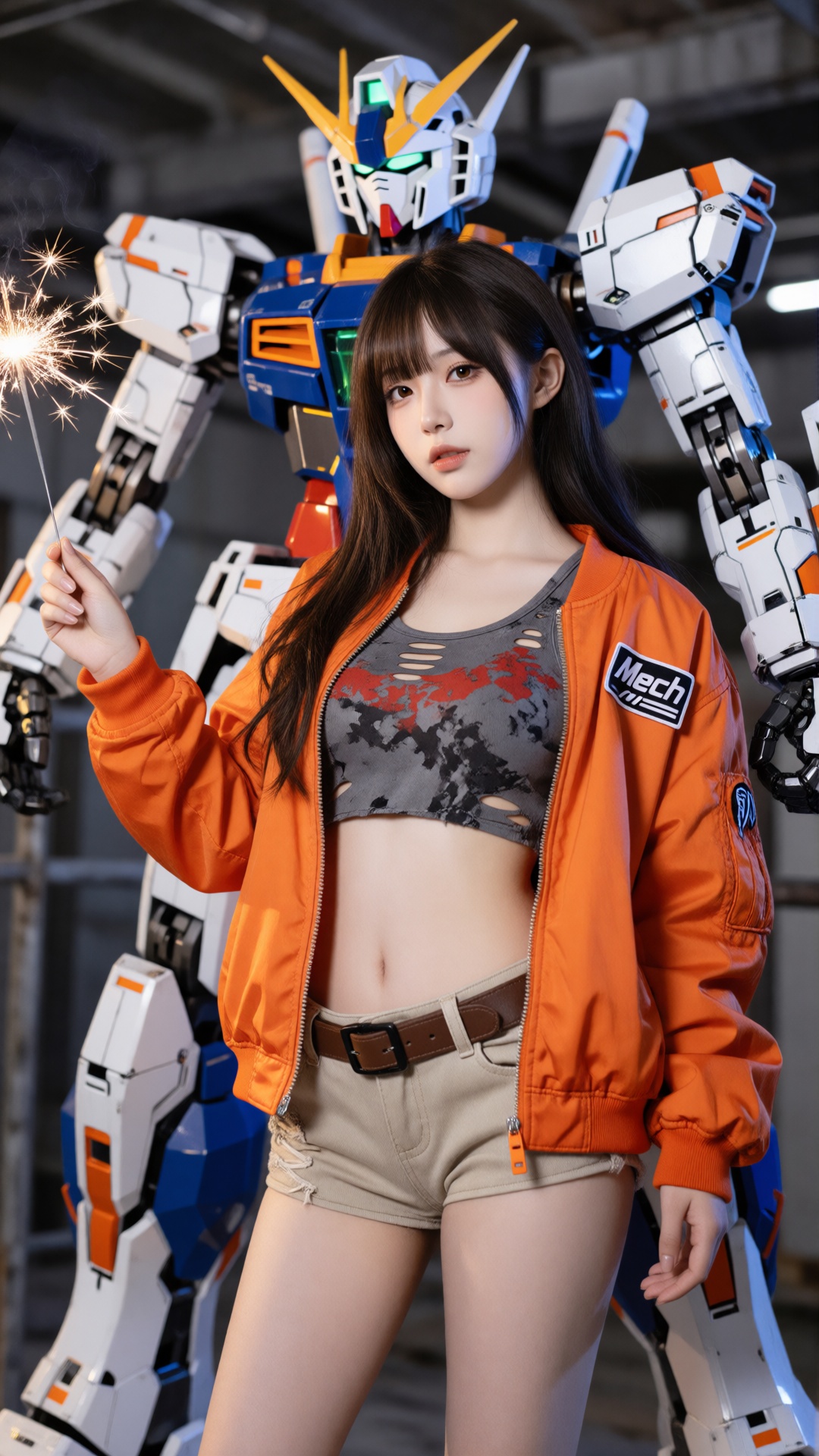 this is a high-quality,  vibrant photograph featuring a young asian woman in a futuristic,  cosplay setting on Tensor.Art