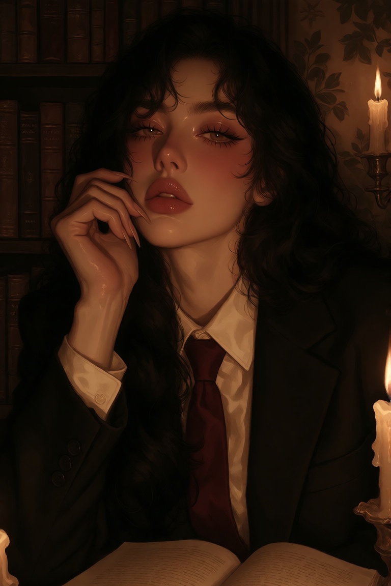 portrait young woman,  doll like makeup,  sharp brown eyes on Tensor.Art