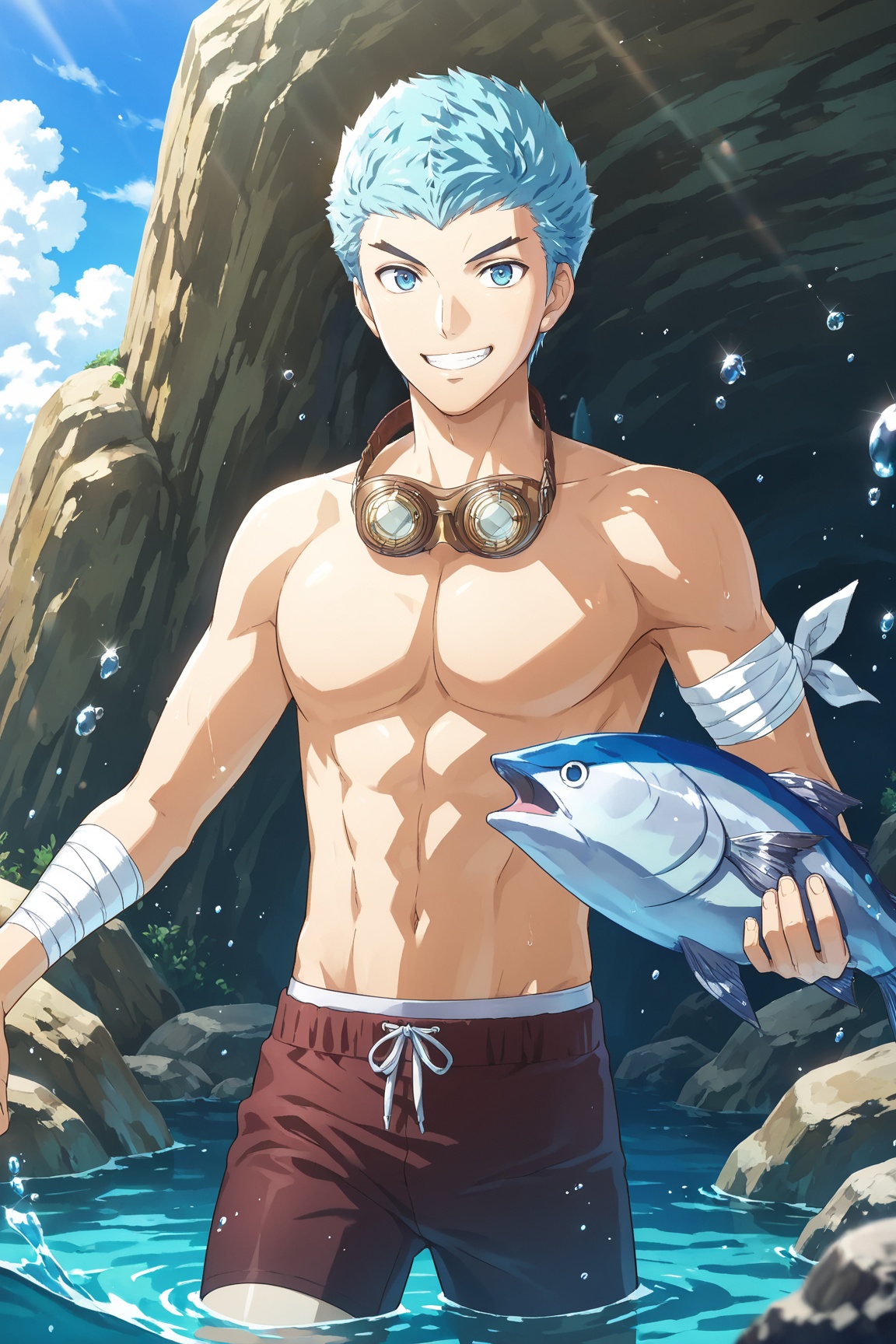 1boy,  CasparFE3H,  blue hair on Tensor.Art