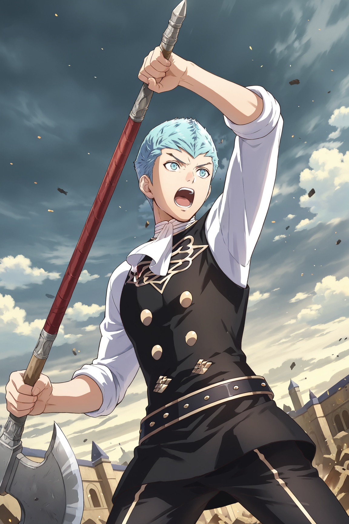 1boy,  CasparFE3H,  blue hair on Tensor.Art