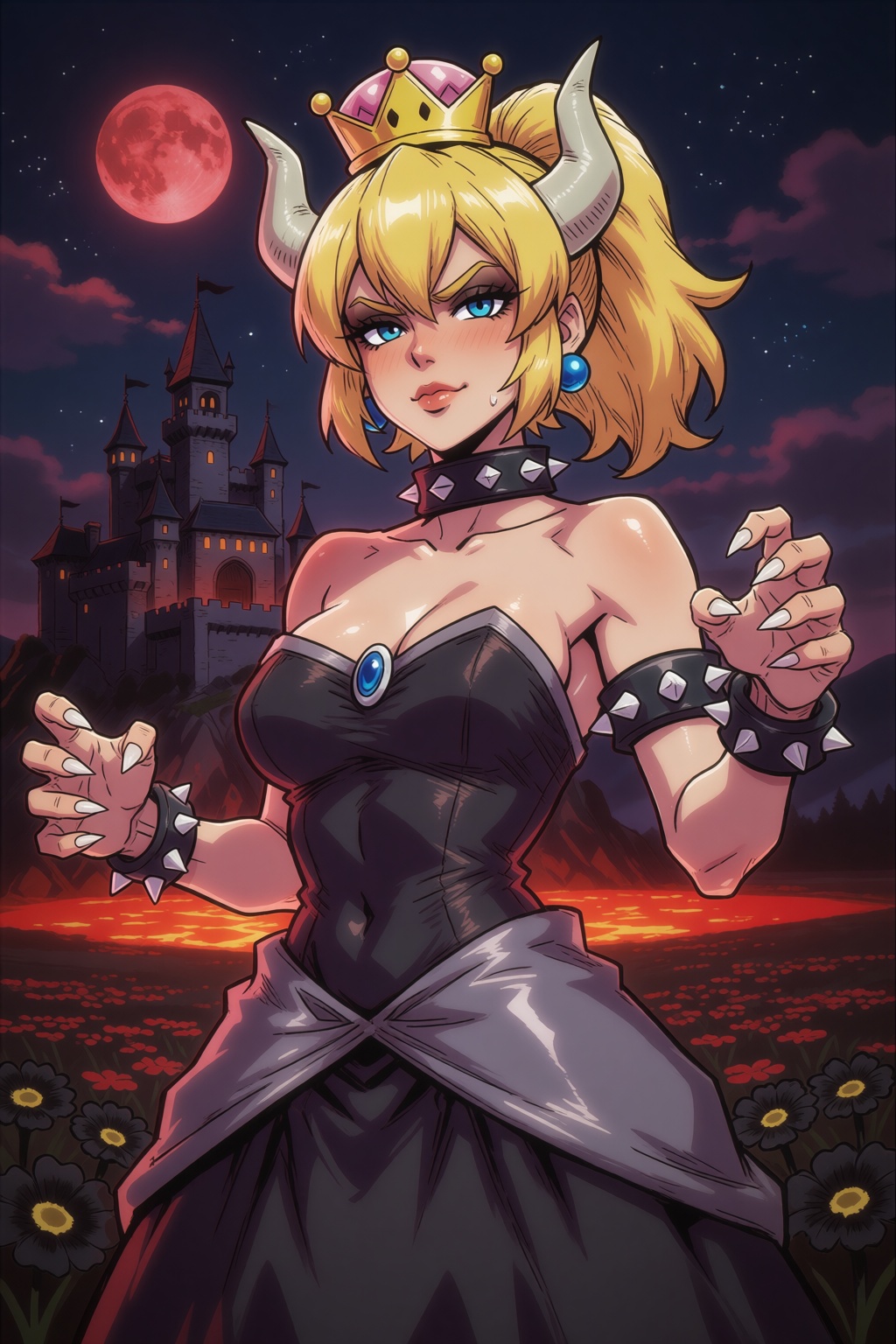 sfw. csaurageul-style. 2d illustration. upper body shot,  standing tall,  she bearing her fangs and her claws on Tensor.Art