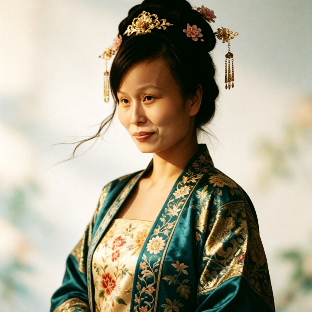 xiaomei,  1 chinese young woman,  medium shot ancient‑style portrait. She wears opulent tang‑inspired costume on Tensor.Art