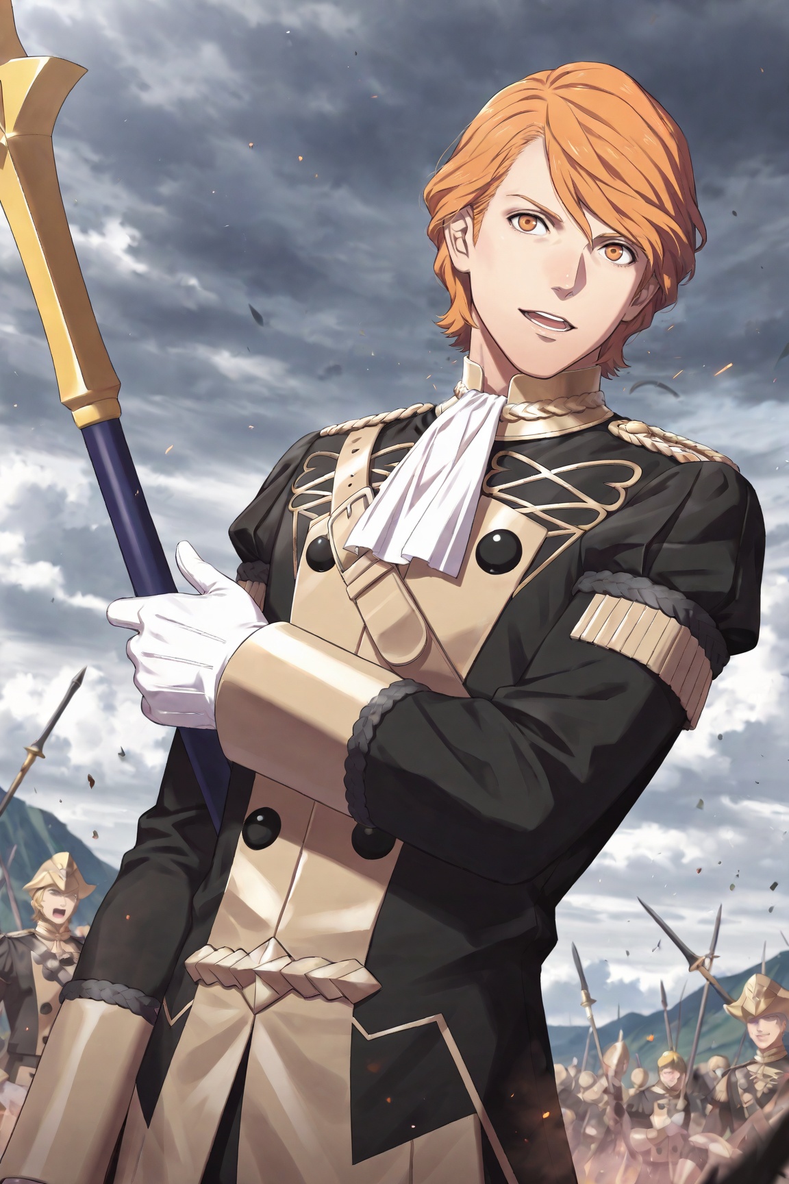 1boy,  Ferdinand_Von_Aegir,  orange hair on Tensor.Art