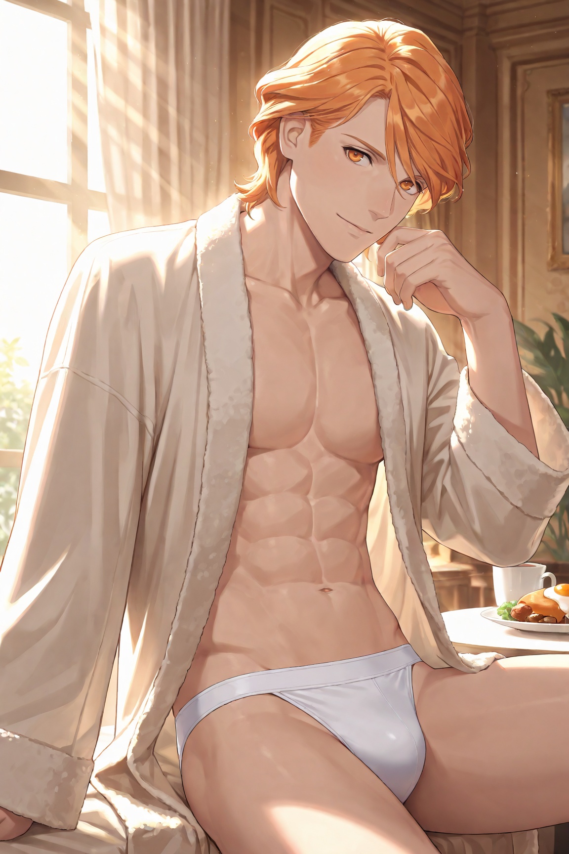 1boy,  Ferdinand_Von_Aegir,  orange hair on Tensor.Art