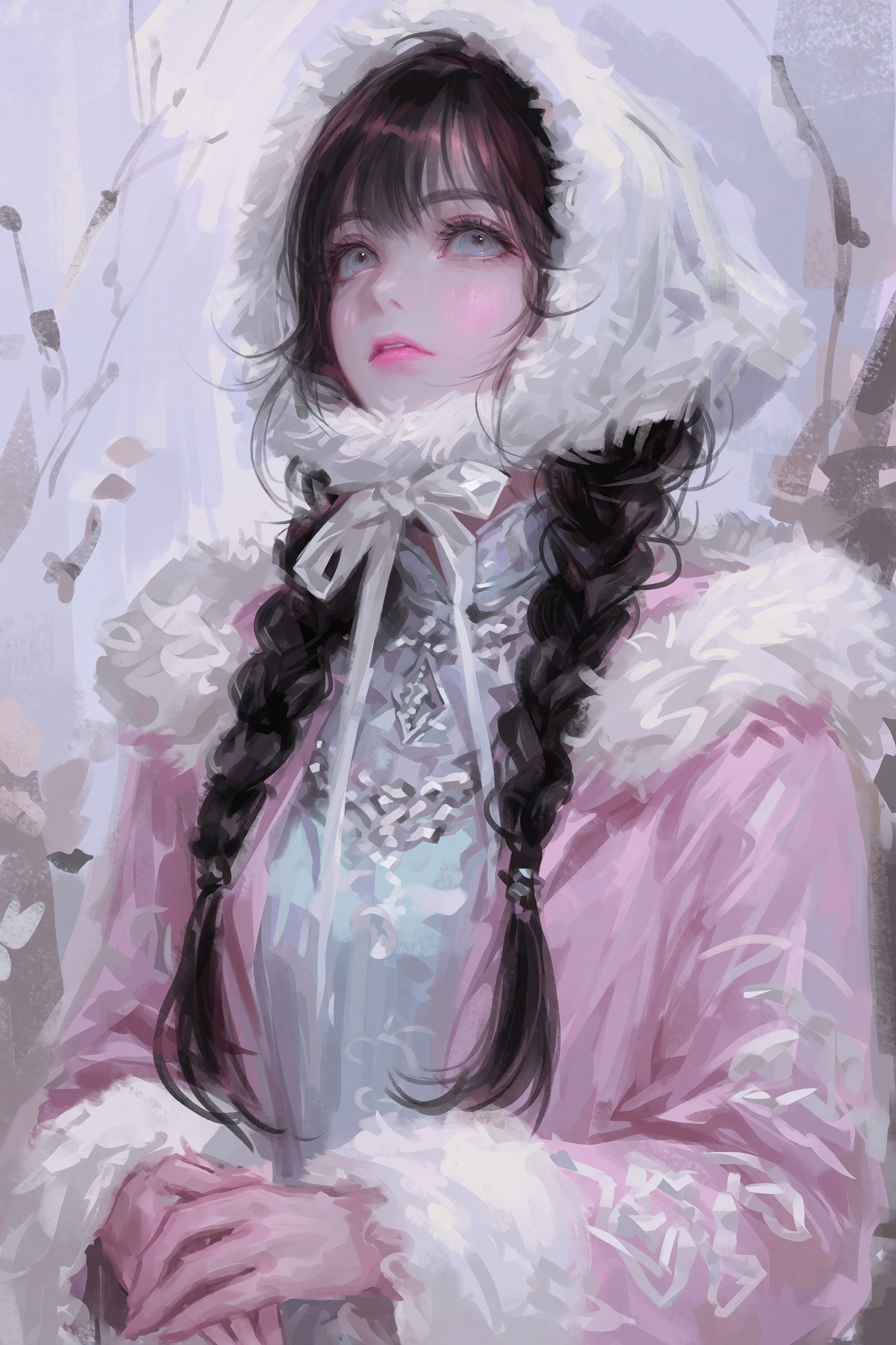highres,  absurdres,  @bm9419 This digital illustration features a young woman with long on Tensor.Art