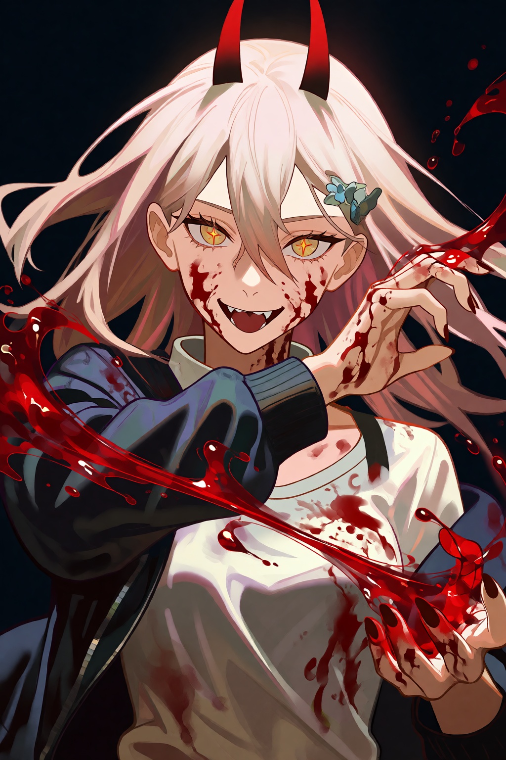 @cherrymaru An anime-style digital illustration depicts a pale-skinned character with long,  light-blond hair and two prom...