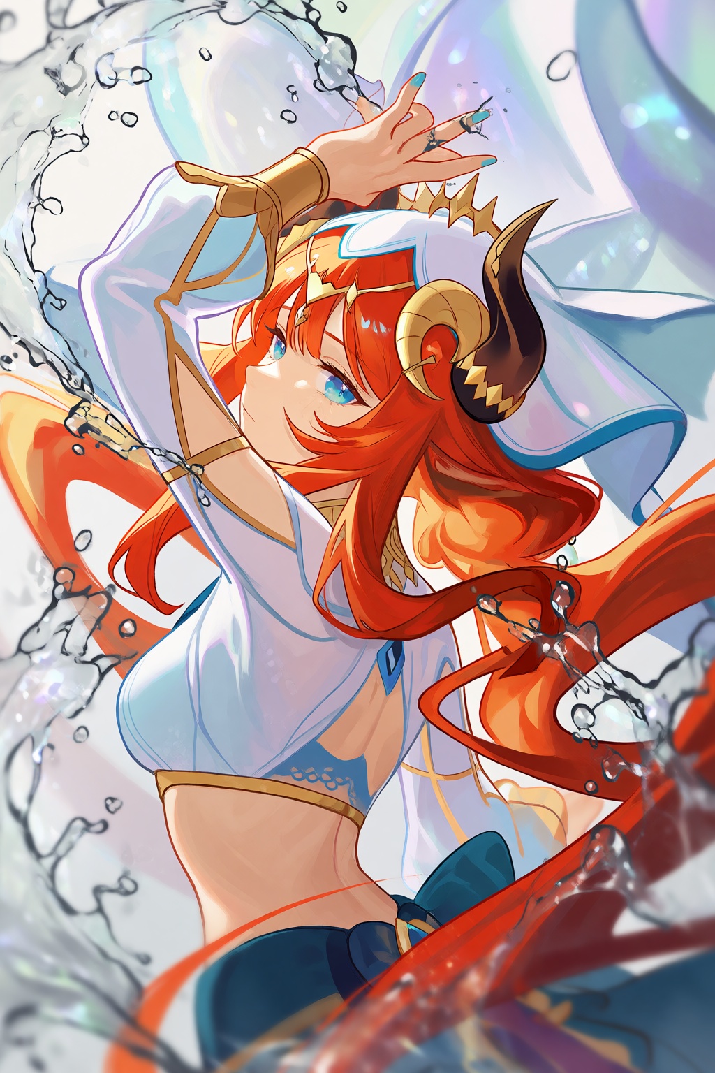 @cherrymaru This stylized digital illustration depicts a vibrant,  long-haired anime-style character with orange tresses a...