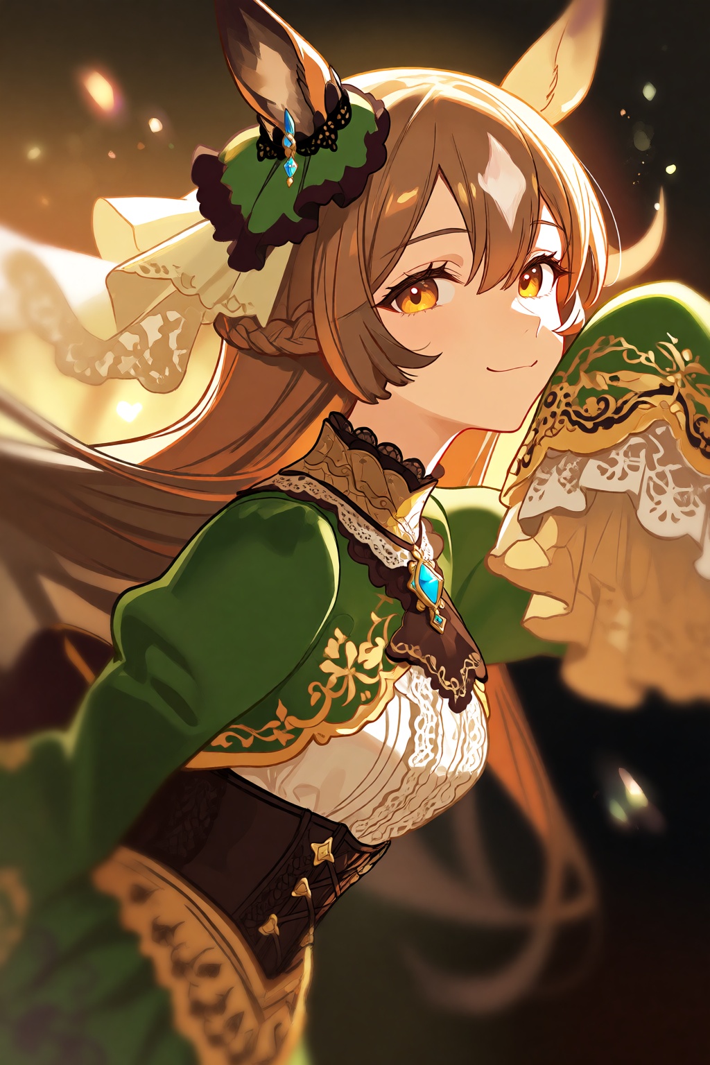 @cherrymaru This high-quality digital anime illustration depicts a girl with long,  light brown hair and prominent animal-...