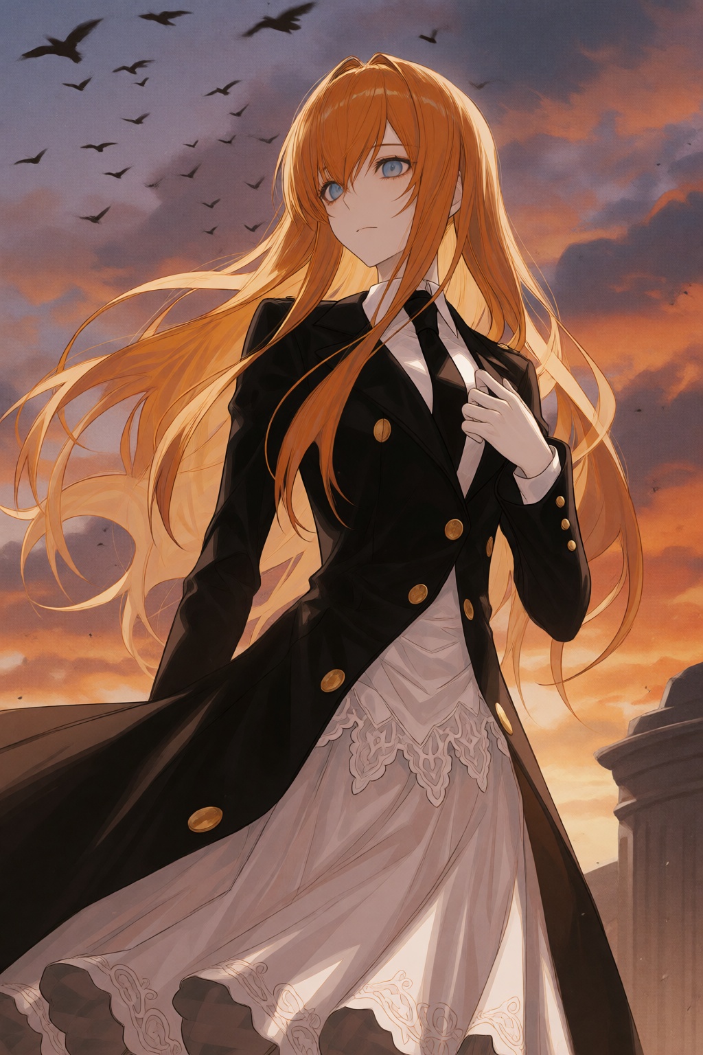wan_ke Digital anime-style illustration of a tall,  slender woman with long,  flowing on Tensor.Art