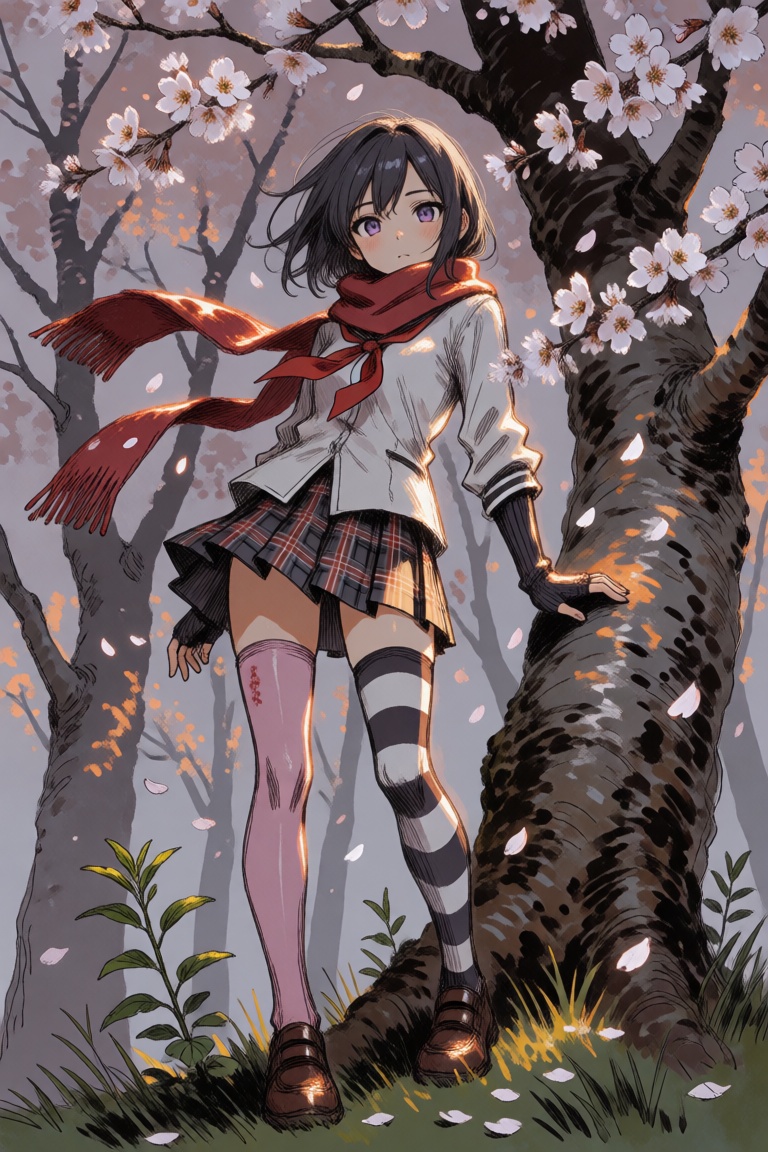 1girl,  asymmetrical legwear,  bush on Tensor.Art