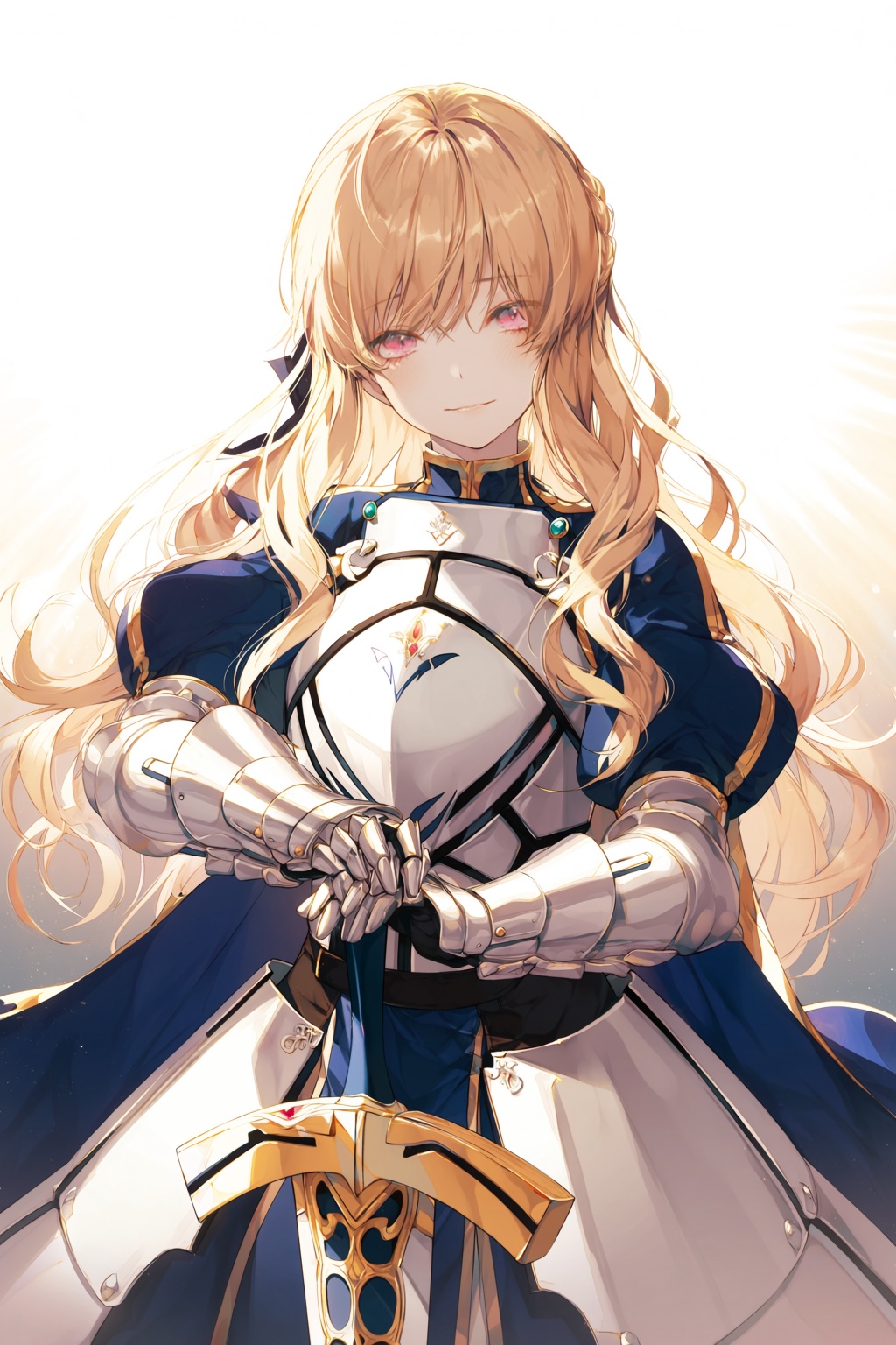 wan_ke Digital anime-style artwork featuring a graceful female character with long,  wavy golden-blonde hair and soft pink...