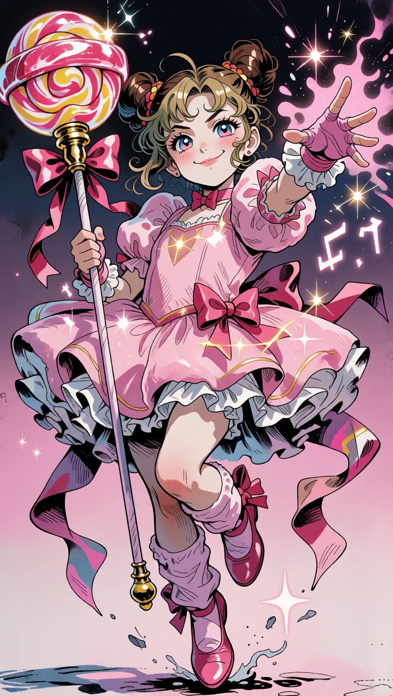 masterpiece,  ultra-detailed,  whimsical anime-style illustration with absurd JOJO-like character design on Tensor.Art