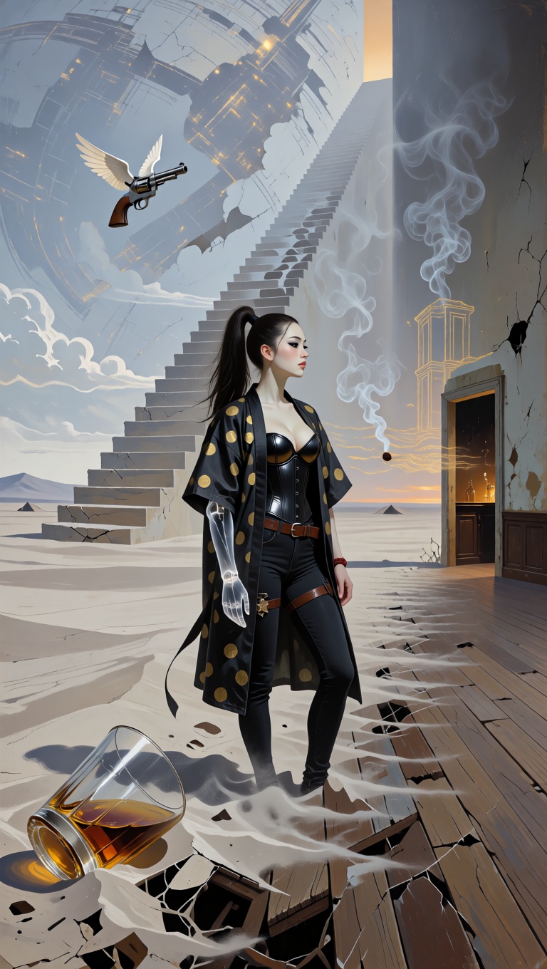 oil painting style,  surreal dreamscape inspired by Salvador Dali,  cinematic composition on Tensor.Art