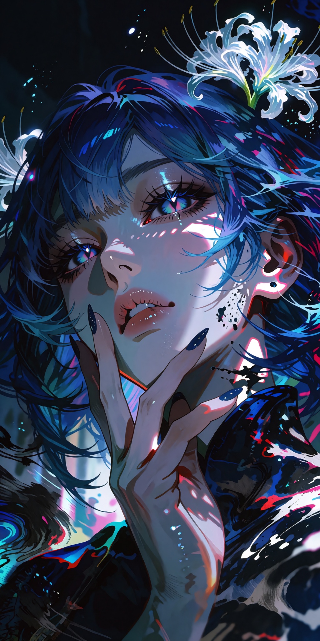 High-contrast epic fantasy digital art masterpiece. An extreme low-angle Dutch-tilt close-up shot of a mysterious,  elegan...