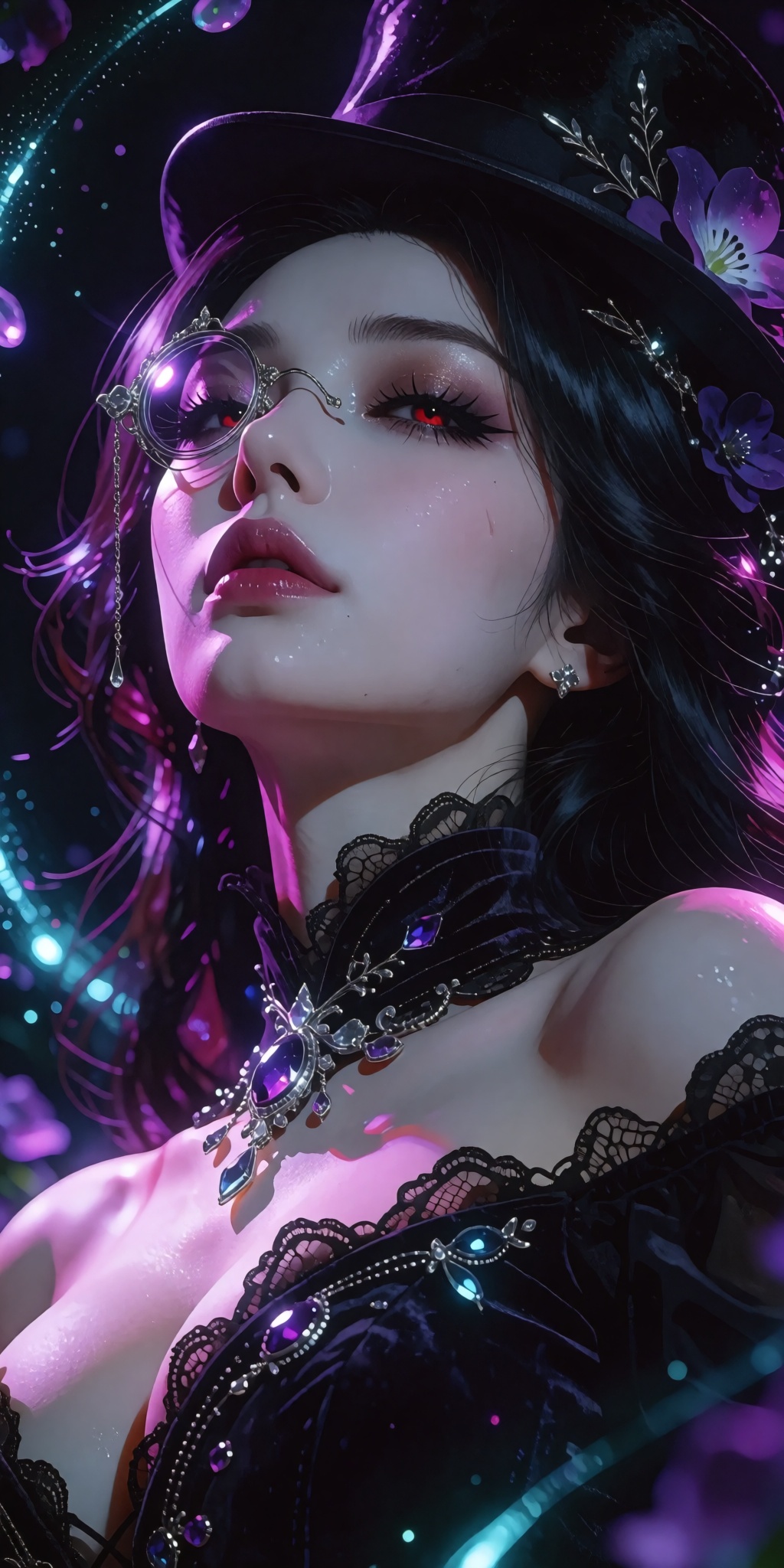 A masterpiece digital artwork of a stunning,  mature noblewoman captured from an arresting low-angle perspective looking s...
