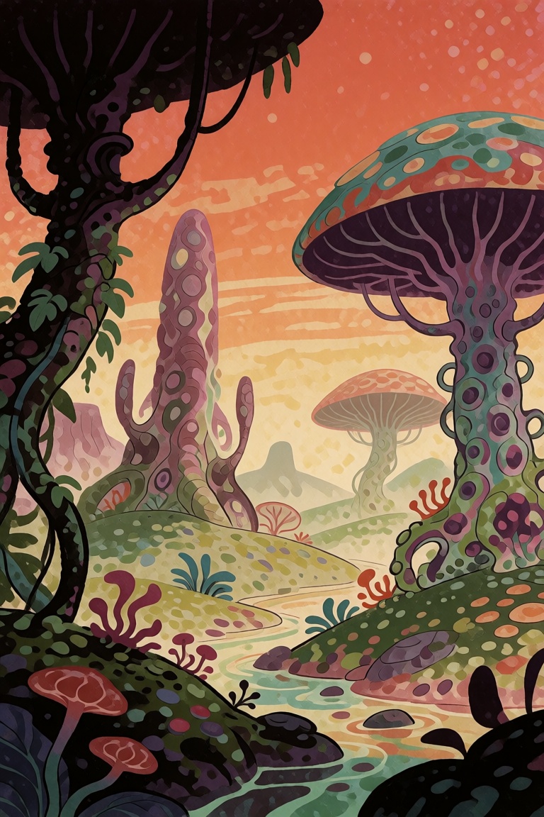 an exotic alien landscape on Tensor.Art
