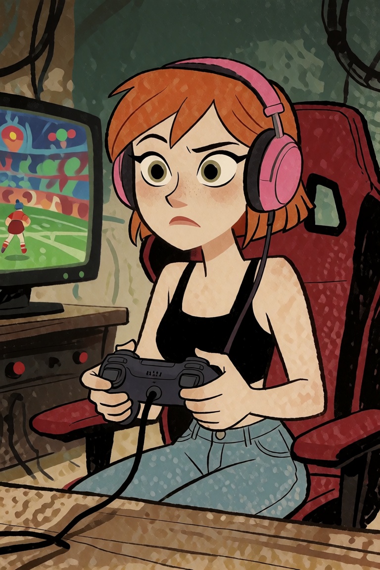 A woman playing video games on Tensor.Art