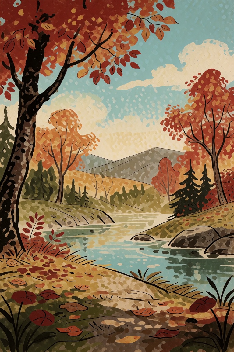 an autumn landscape on Tensor.Art