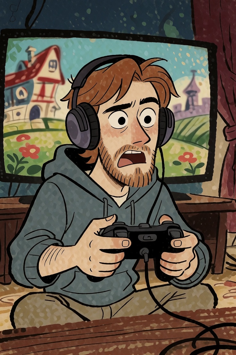 A man playing video games on Tensor.Art