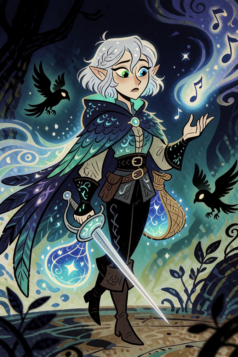 Meet Zephyrion,  a half-elf rogue with a mysterious past. Standing at 5'7" with a lithe build,  Zephyrion has silver hair...