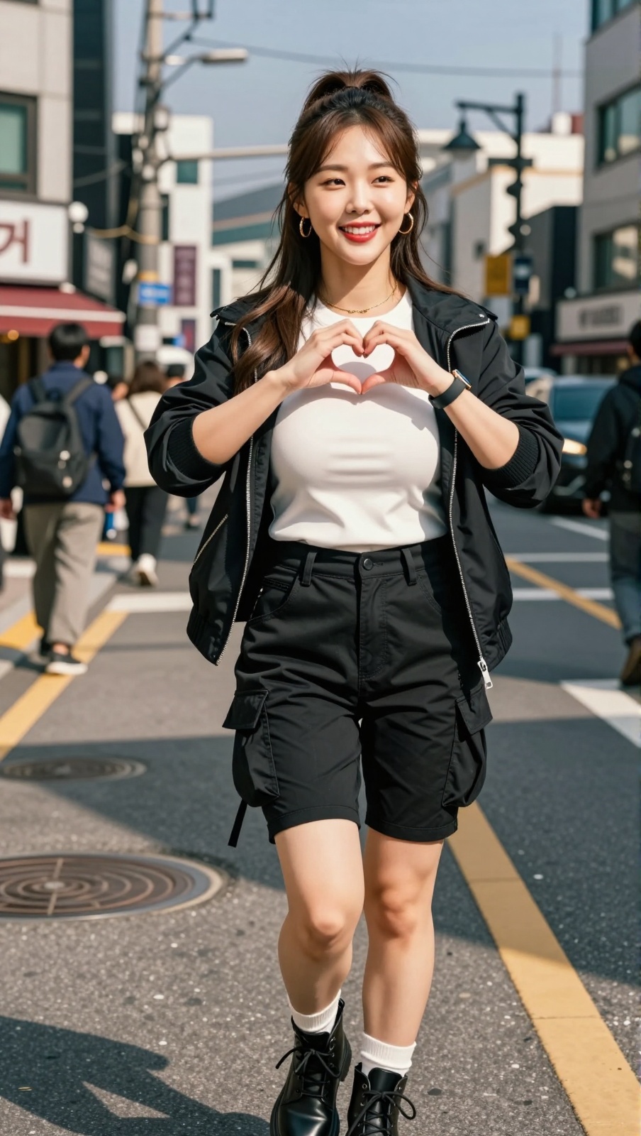 Korean Woman Image Real Photo: 2.0,  Height 185cm,  Hourglass figure with round and voluptuous I-cup breasts on Tensor.Art