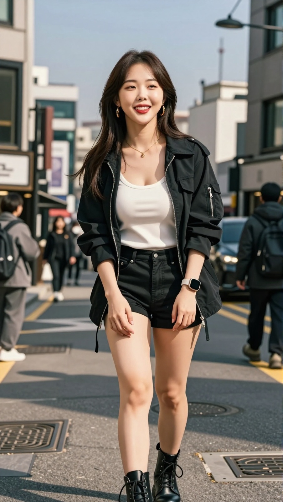 Korean Woman Image Real Photo: 2.0,  Height 185cm,  Hourglass figure with round and voluptuous I-cup breasts on Tensor.Art