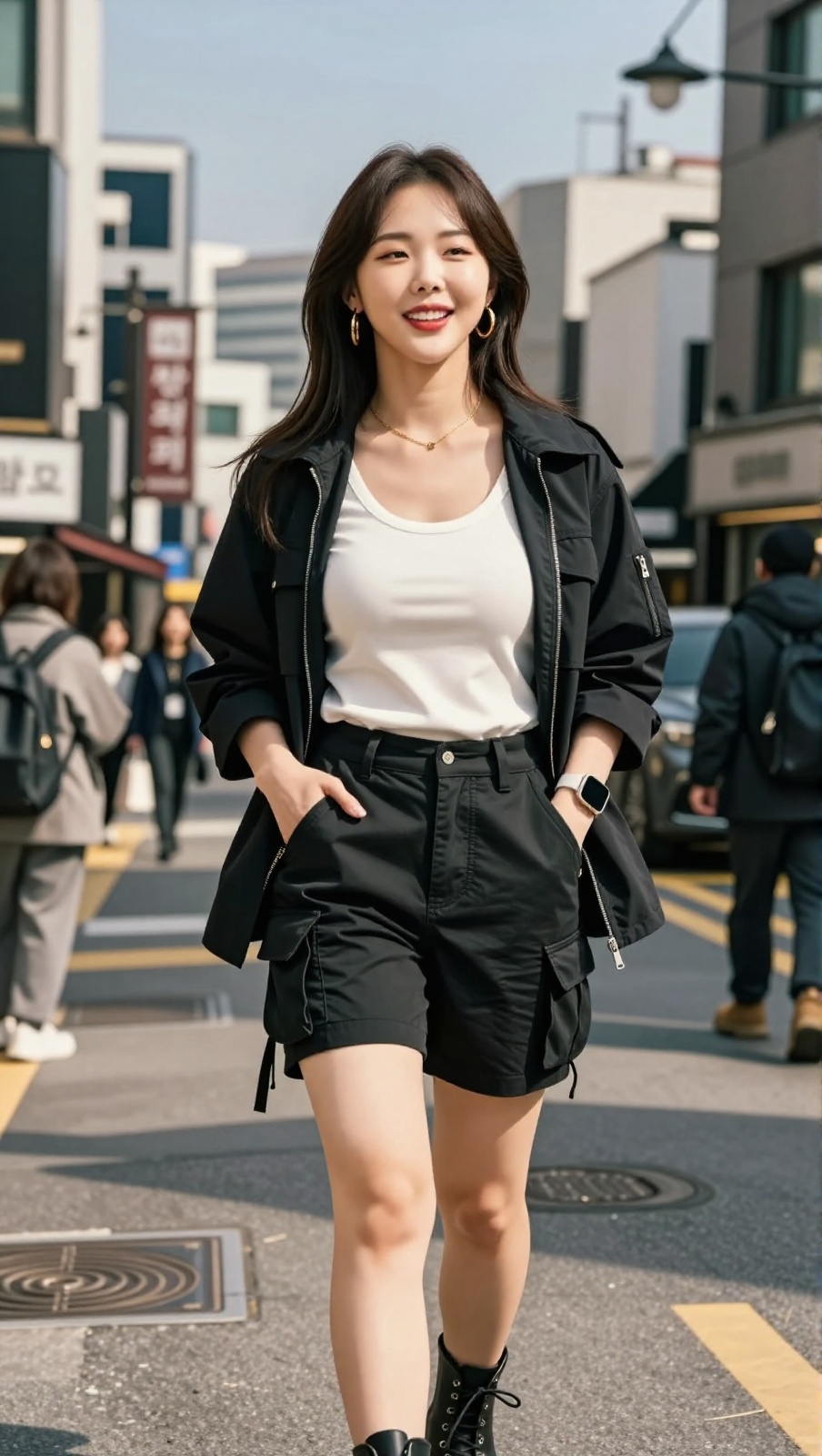 Korean Woman Image Real Photo: 2.0,  Height 185cm,  Hourglass figure with round and voluptuous I-cup breasts on Tensor.Art