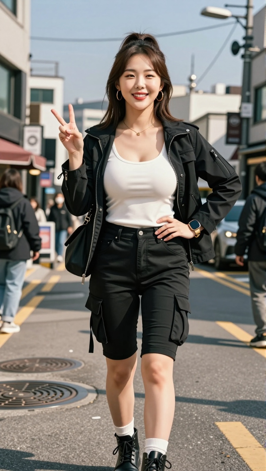 Korean Woman Image Real Photo: 2.0,  Height 185cm,  Hourglass figure with round and voluptuous I-cup breasts on Tensor.Art