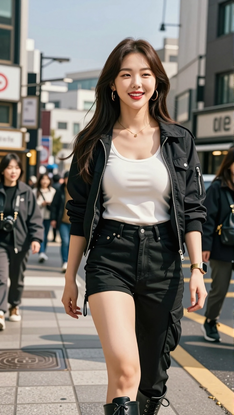 Korean Woman Image Real Photo: 2.0,  Height 185cm,  Hourglass figure with round and voluptuous I-cup breasts on Tensor.Art