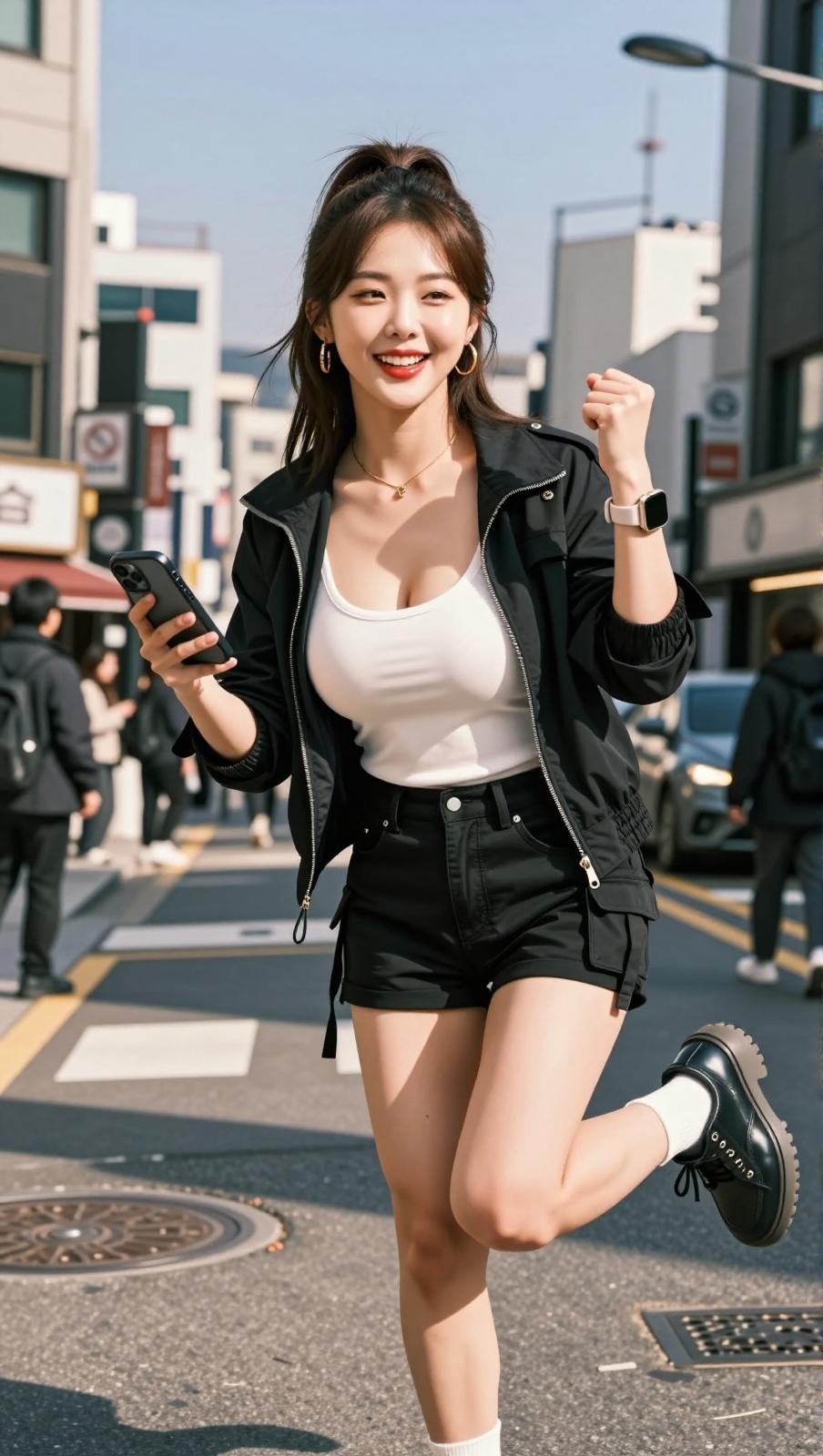 Korean Woman Image Real Photo: 2.0,  Height 185cm,  Hourglass figure with round and voluptuous I-cup breasts on Tensor.Art