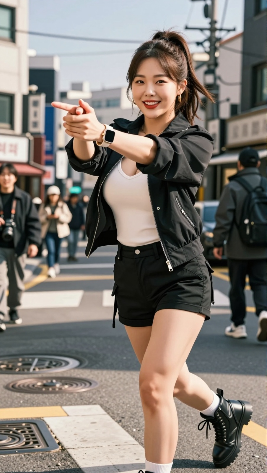 Korean Woman Image Real Photo: 2.0,  Height 185cm,  Hourglass figure with round and voluptuous I-cup breasts on Tensor.Art