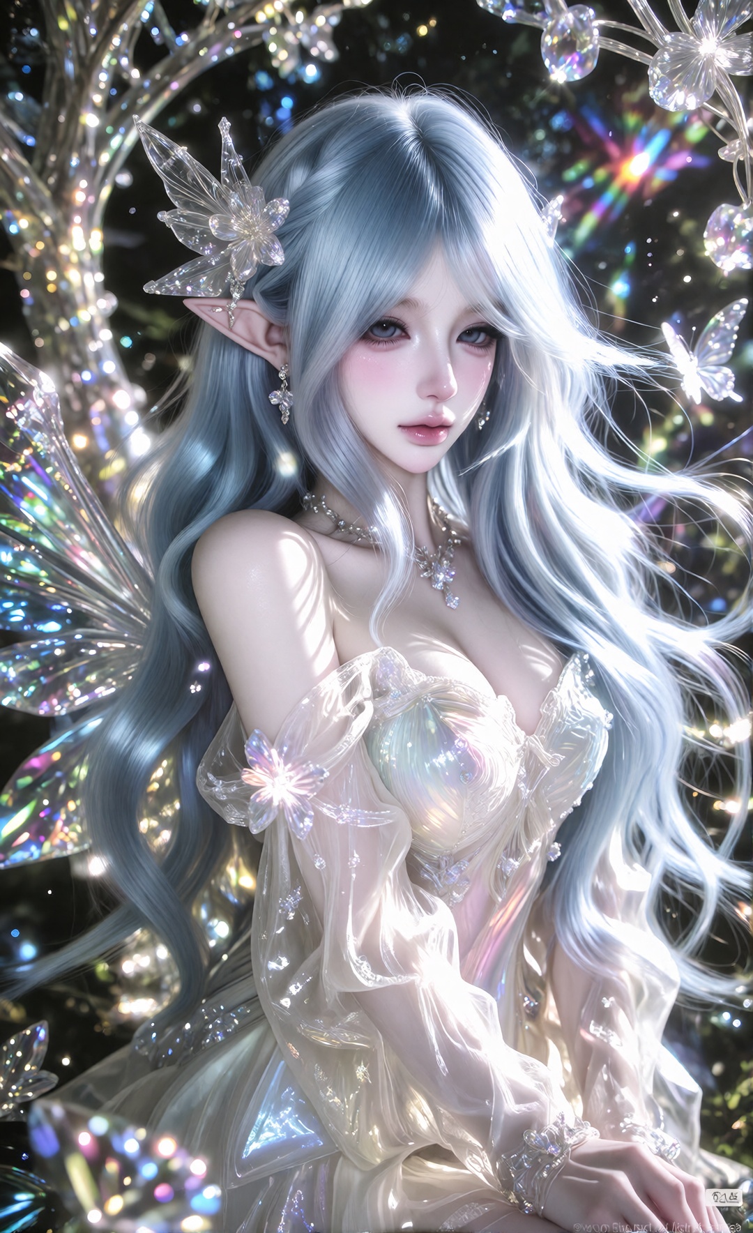 beautiful young ***** fantasy woman,  crystal forest fairy,  ethereal beauty on Tensor.Art