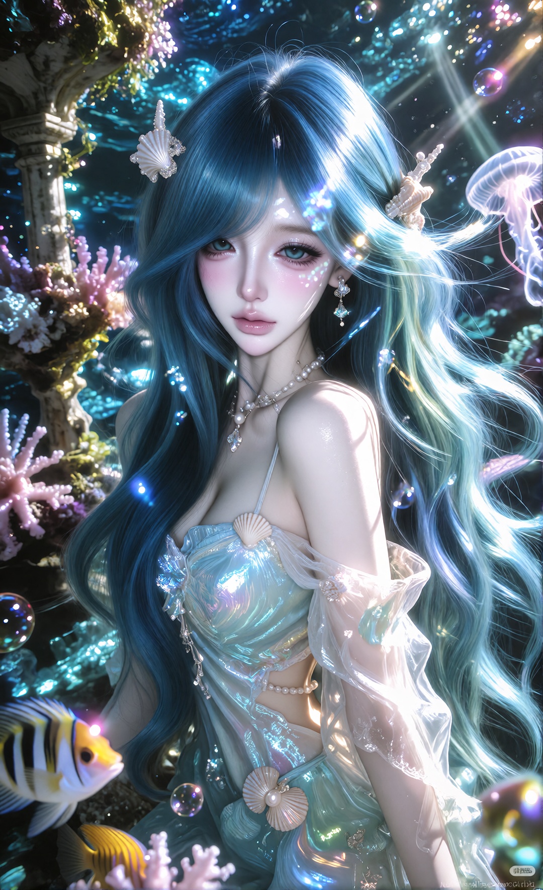 beautiful young ***** fantasy woman,  original female OC,  ethereal oceanic beauty on Tensor.Art