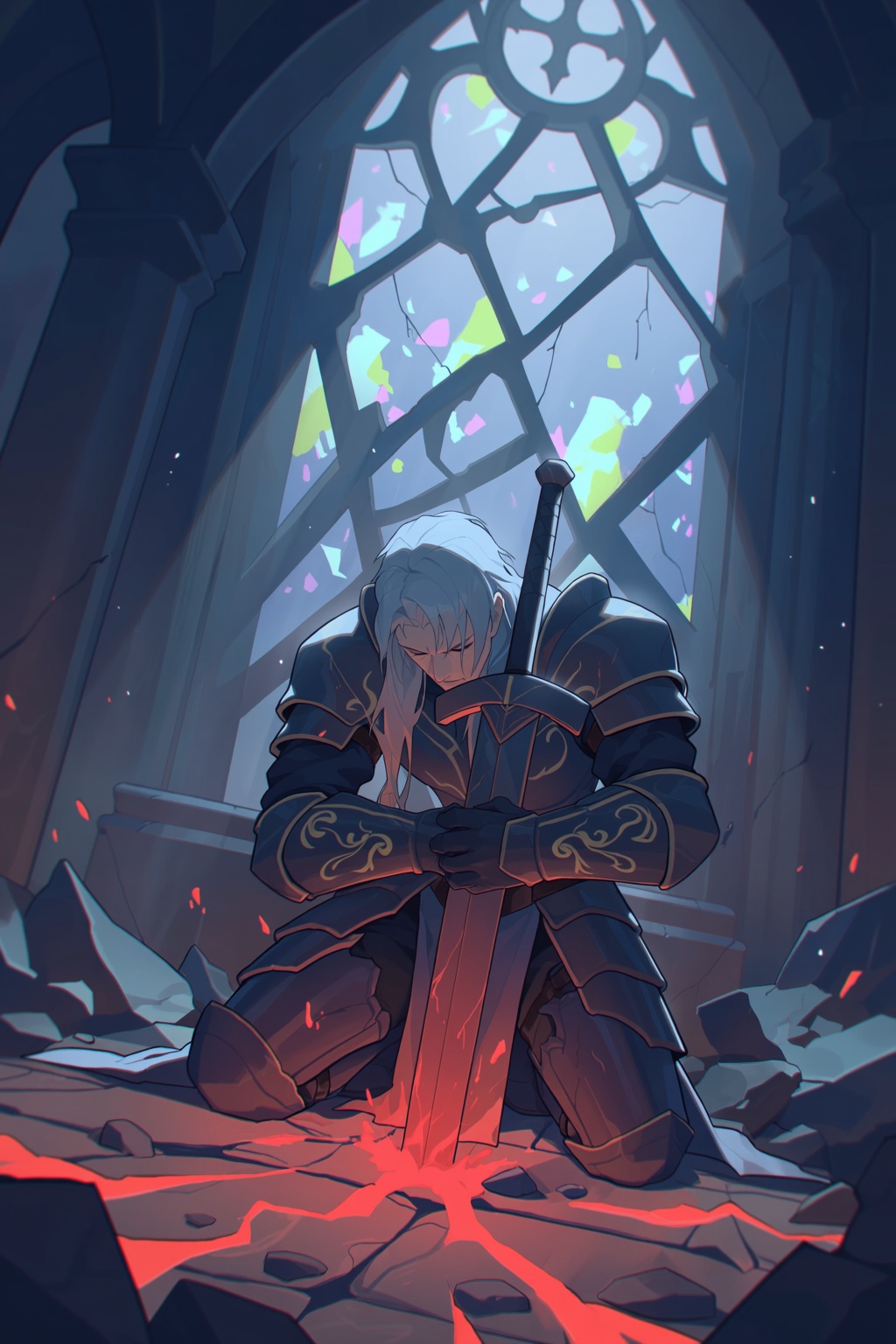 highres,  absurdres,  @xiao_xiaolong A dark fantasy digital illustration depicts a muscular man with long on Tensor.Art