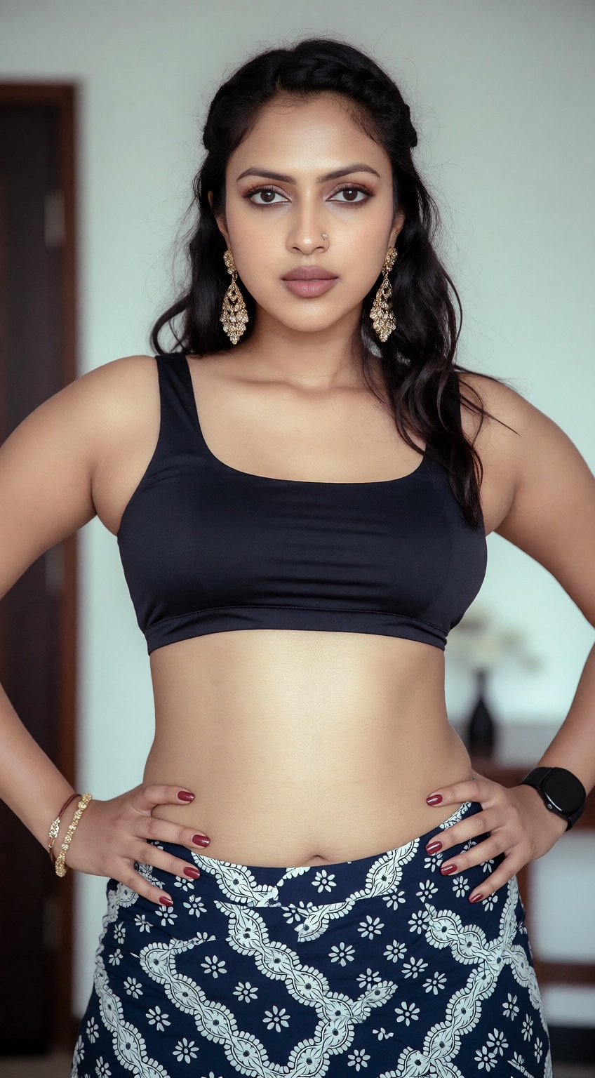 Malllu actress Amala Paul,  navel show outfit on Tensor.Art