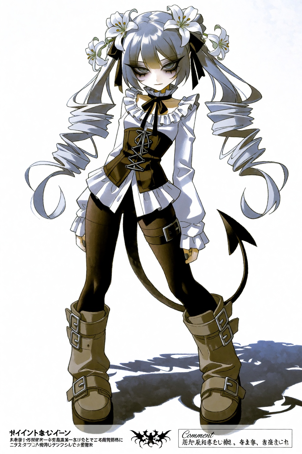 vinneart,  in a full-body shot against a stark white void,  a demon girl stands in a defiant on Tensor.Art