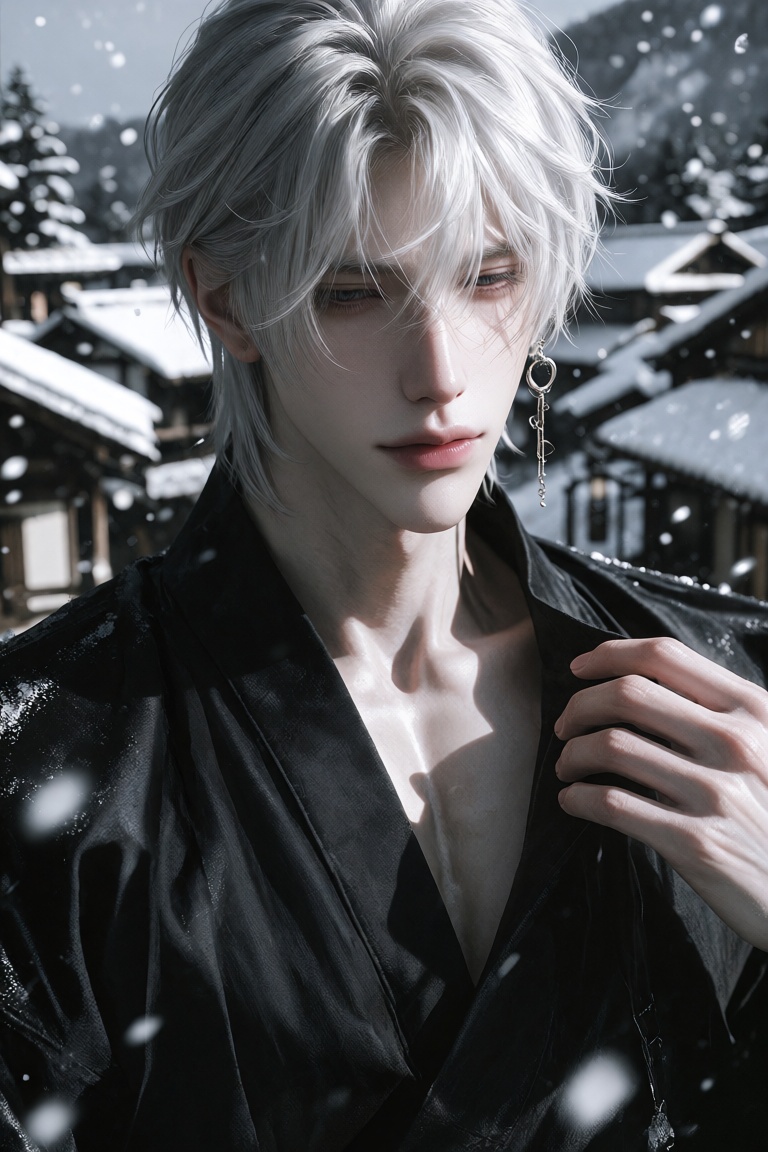 semi-realistic male character,  pale handsome face,  soft delicate features on Tensor.Art