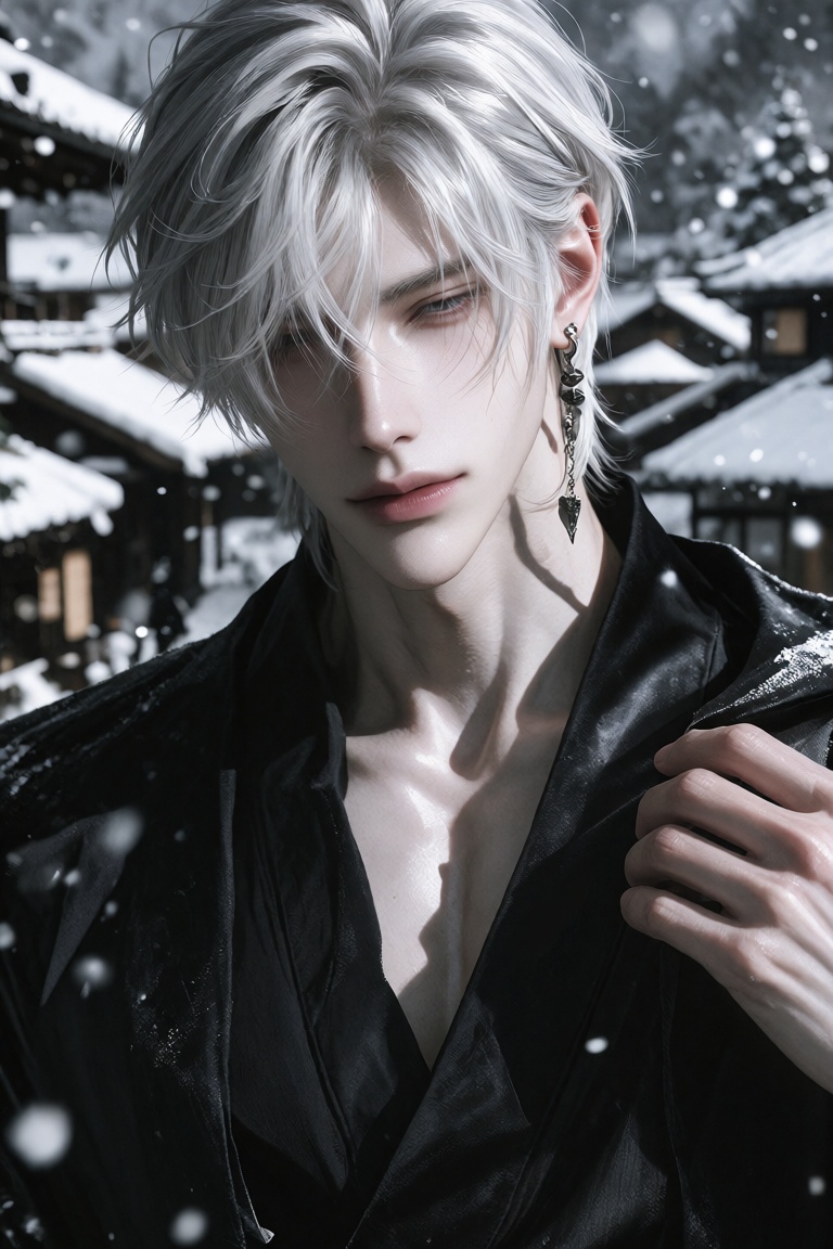 semi-realistic male character,  pale handsome face,  soft delicate features on Tensor.Art